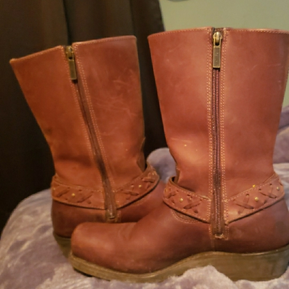 Harley-Davidson Brown Leather Moto Boots - Picture 4 of 8